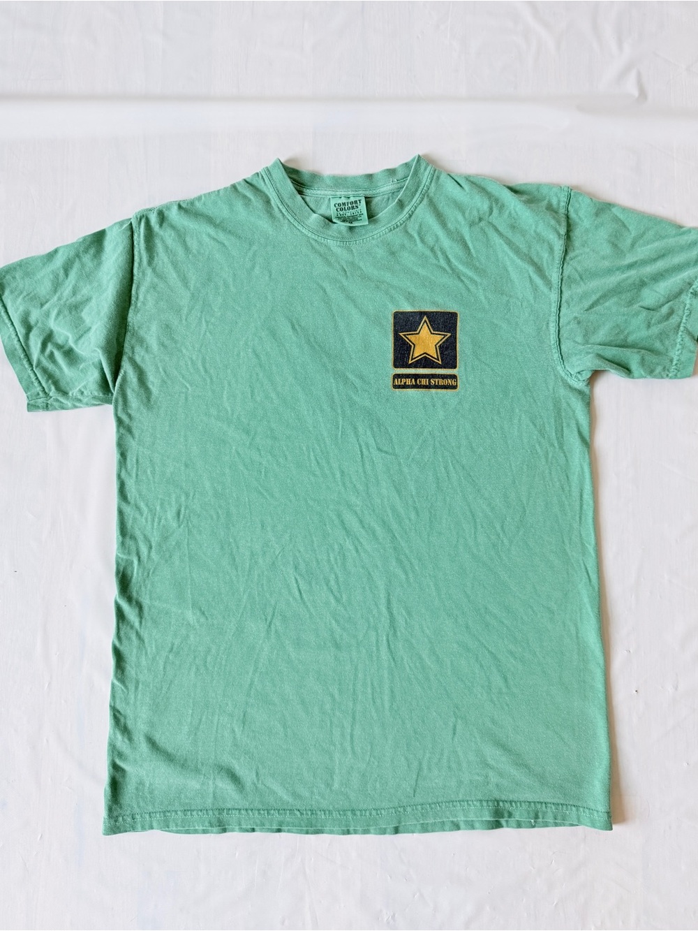 Comfort Colors Alpha Chi Omega AXO Sorority Date Party T-Shirt Green Unisex M